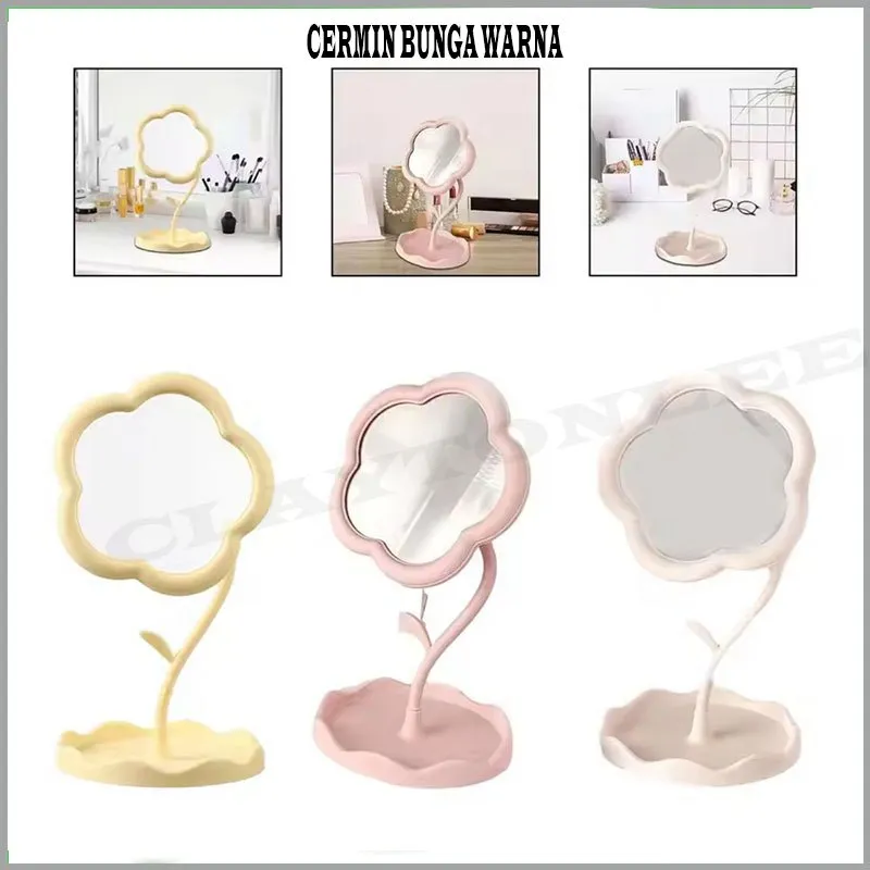 Cermin Bunga Estetik Rotating 360 Derajat Cermin Stand Mirorr Flower Kaca Meja Rias Serbaguna