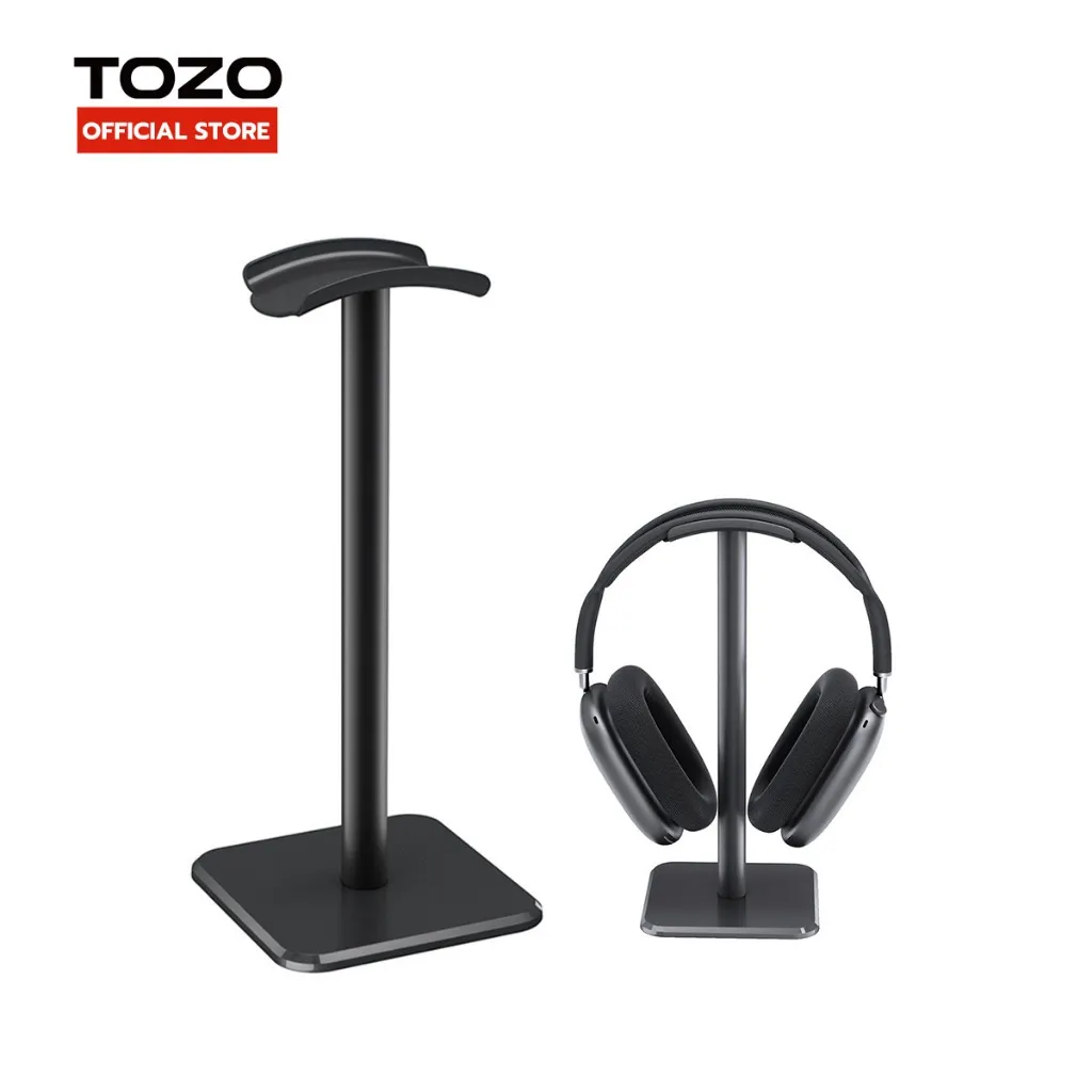 Headphone Stand Holder with Square Base Black Penyangga Headphone dengan Dasar Kotak Persegi Hitam