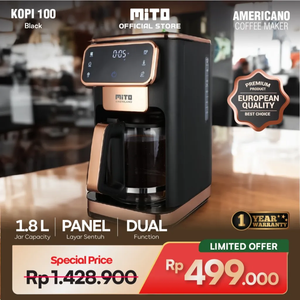 MITO Digital Coffee Maker / Mesin Kopi 1.8L -  Double Heating System KOPI100