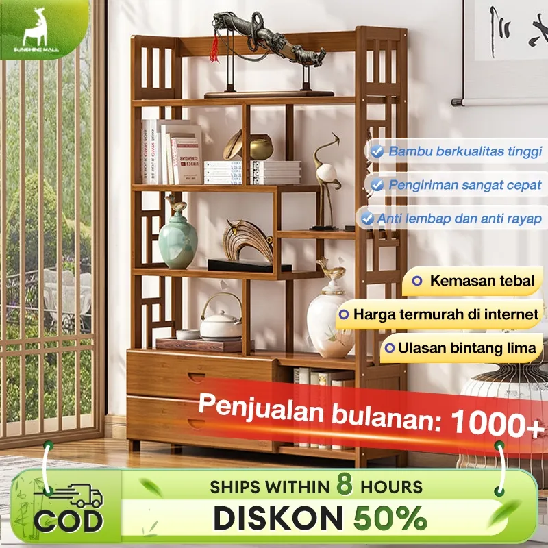 Rak Pajangan kayu Rak Buku Serbaguna Rak Partisi Penyekat Kayu  Dekorasi Termurah Ruanga Rumah Tamu