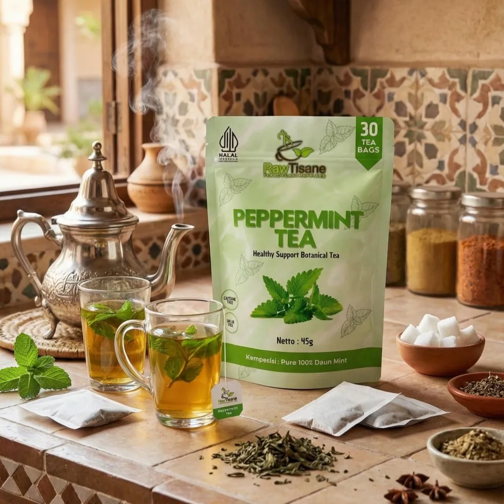 RAW TISANE Peppermint Tea : Teh Celup Daun Mint Isi 30 Tea Bag