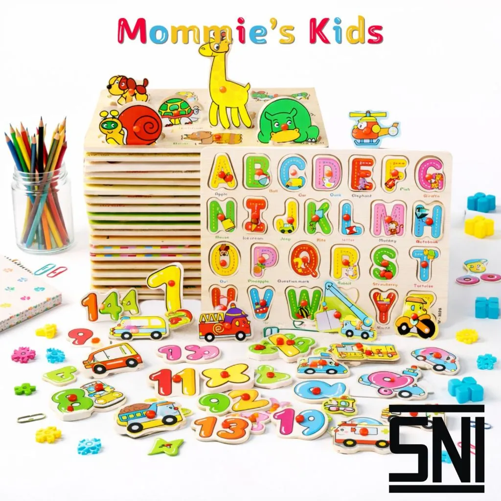 Puzzle Knob V1 Kayu Huruf Mainan Edukasi Anak Jigsaw Wooden | Mainan Kayu Puzzle Angka MK126