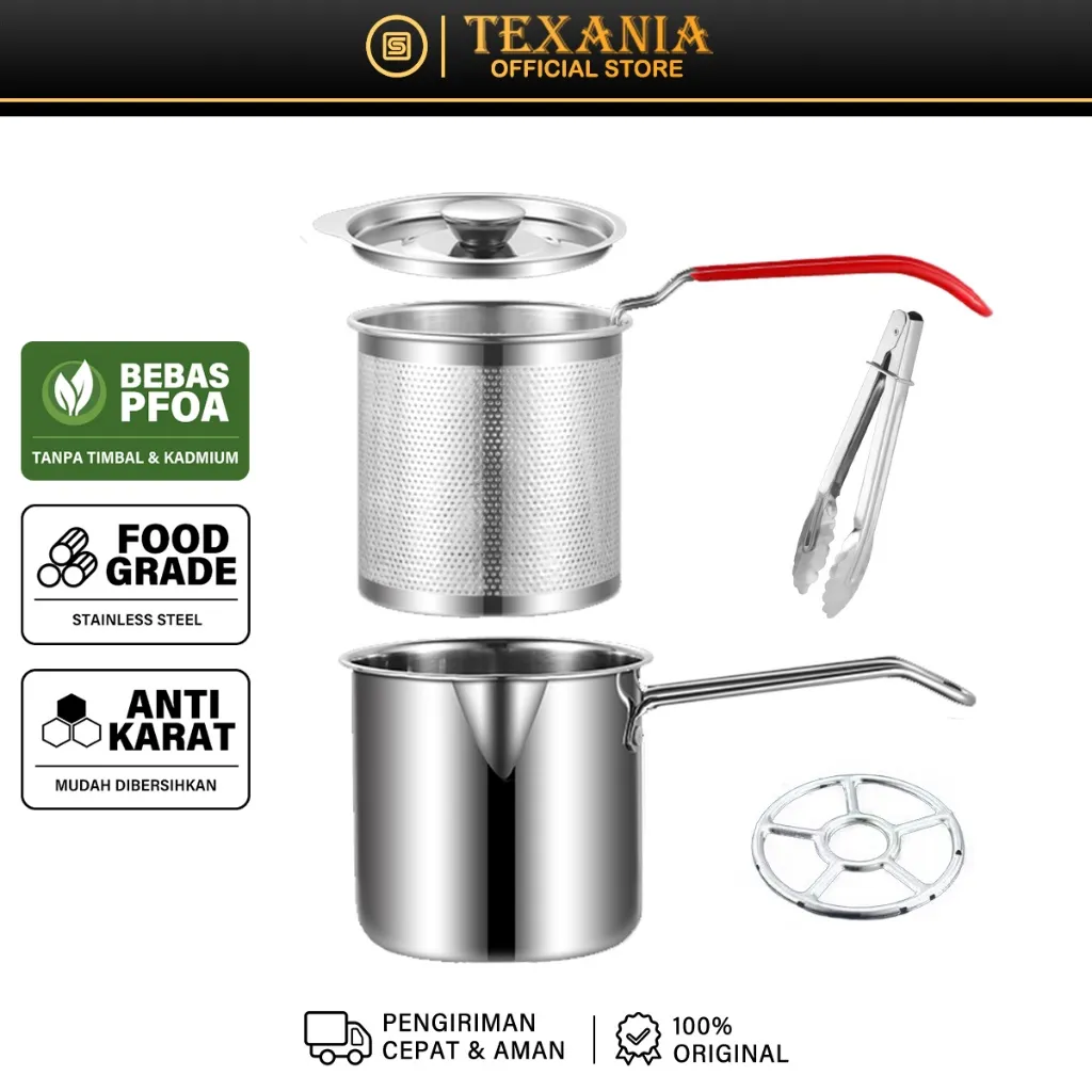 [RAMADHAN SALE] Deep Fryer 5 in 1 Multi Set Panci Penggorengan Rebus Stainless Steel Alat penggorengan kentang Penggorengan Rebus, Panci Rebus Stainless 12cm FREE Kerangka kompor
