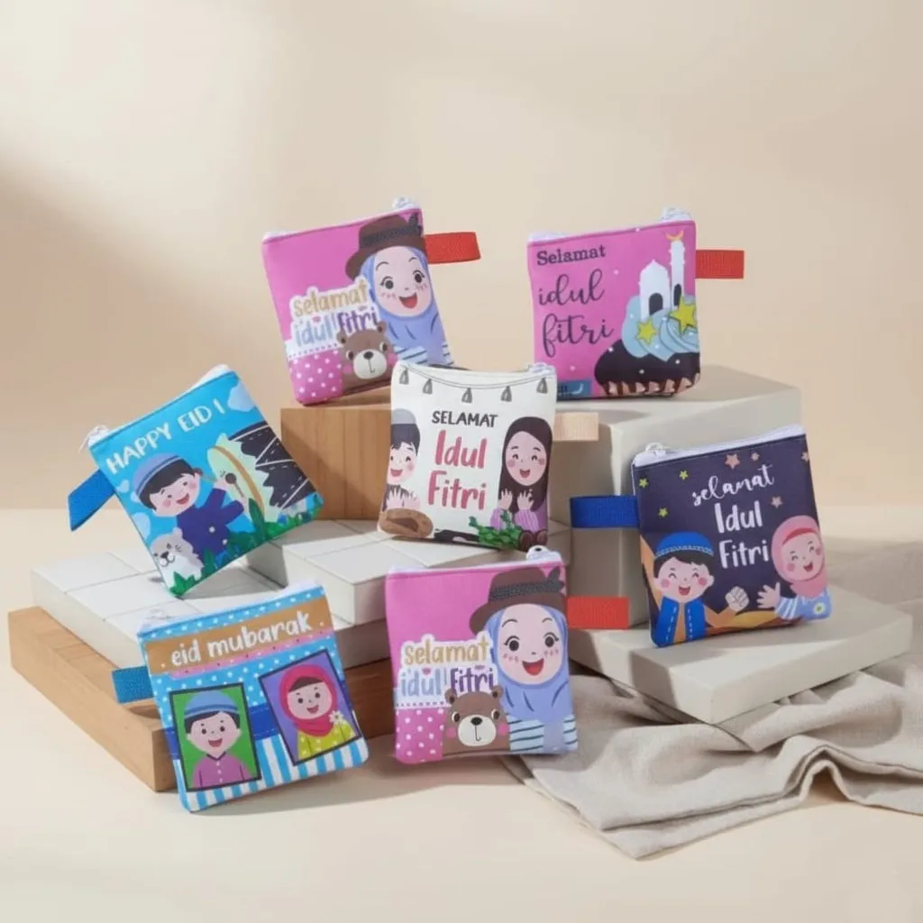 (12 PCS) DOMPET AMPAU KOTAK KOIN LEBARAN GAMBAR RANDOM printing