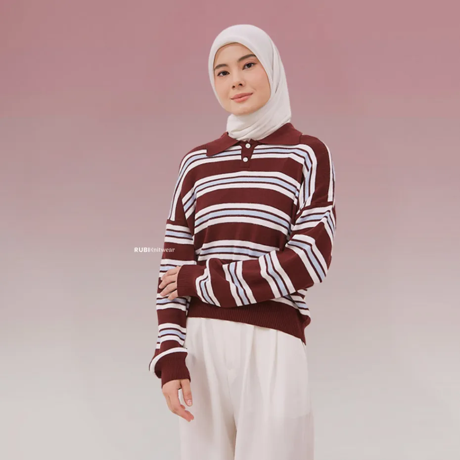 RUBI Lyra rugby polo sweater knitwear atasan rajut wanita
