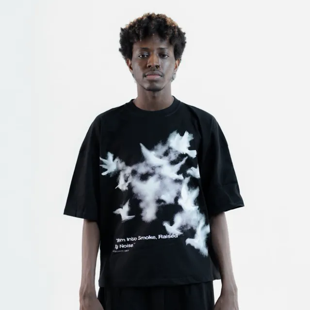 WRLD STUDIOS | Tshirt Boxy Fit Oversized Ashborn Black Cotton Combed 20s
