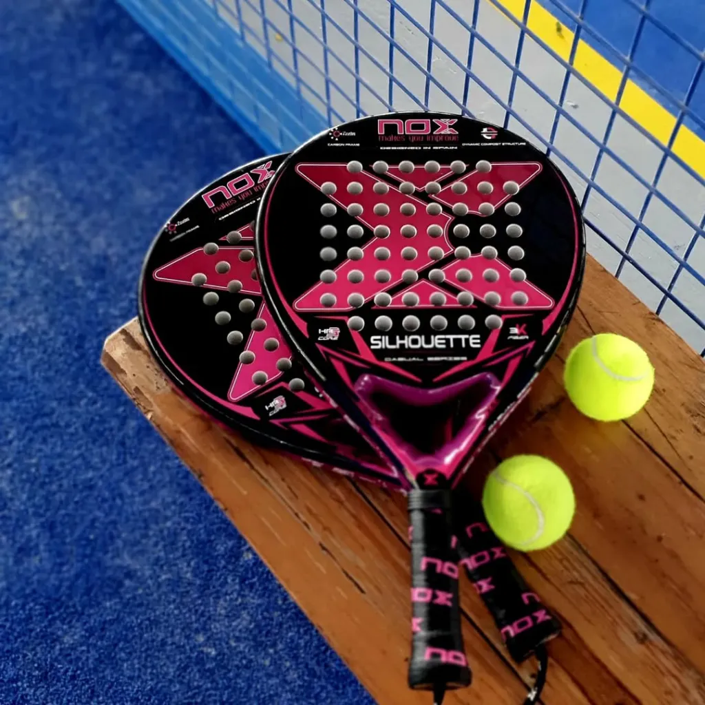 NOX SILHOUETTE 6 Padel Racket Racquet CASUAL SERIES Olah 3K FIBER CARBON Hitam adias original
