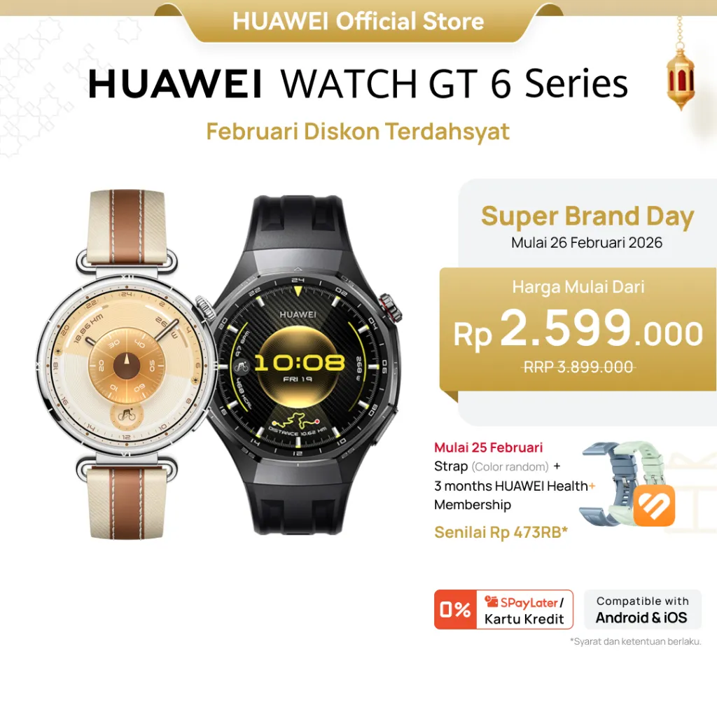 [SBD | Voucher s/d 12% | HOT SELLING] WATCH GT 6 Series Smartwatch l Golf & Diving* l Running & Cycling l 21-Day Battery Life* | ECG*