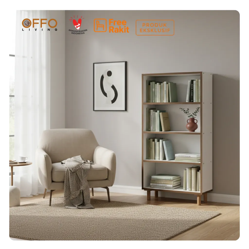 Offo Living - Rak Buku Portable Serbaguna Minimalis Ekonomis 4 Tingkat