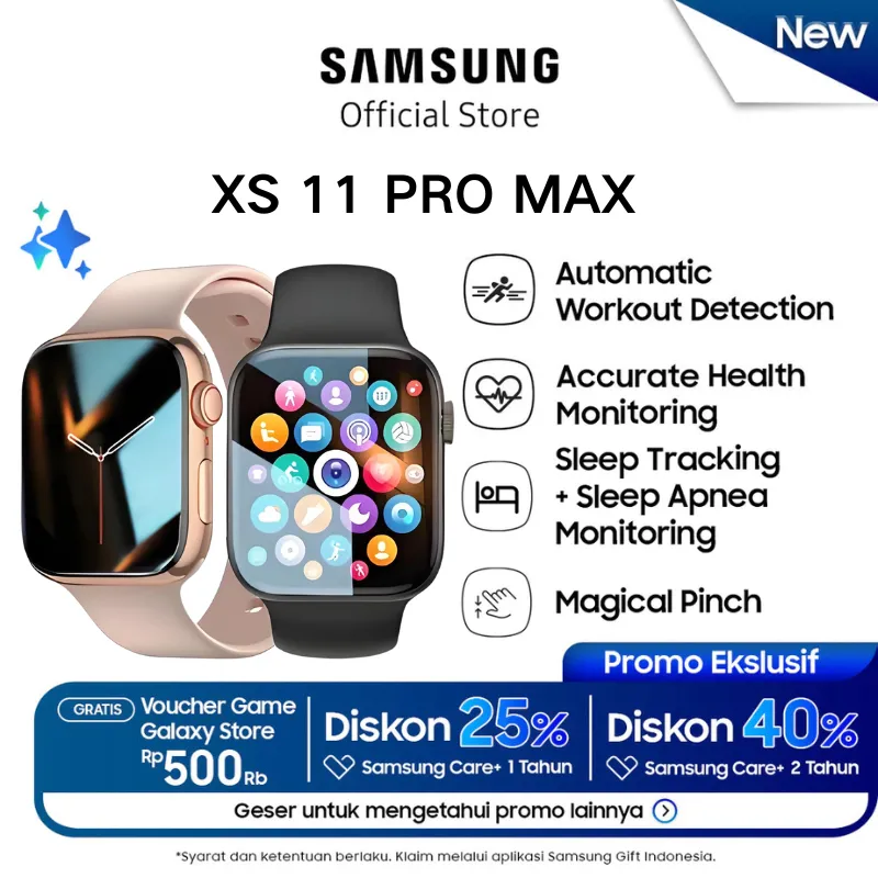100% Asli  Samsung SmartWatch XS 11 PRO MAX Gps NFC IP68 Waterproof Bluetooth Call Jam Smartwatch Wanita Pria Monitor Detak Jantung Tekanan Darah wireless charging Dan Ganti Wallpapper Jam Tangan Wanita Jam Tangan Couple Jam Tangan Digital Wanita