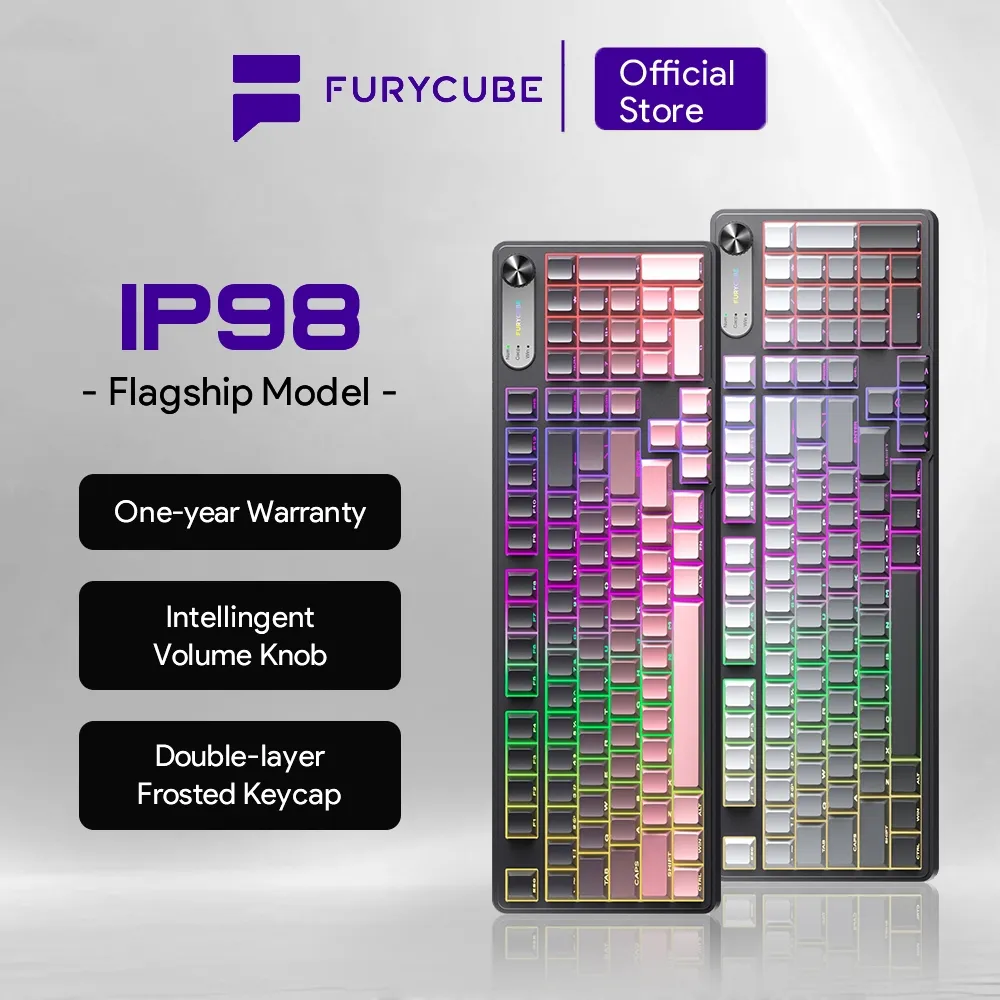 FURYCUBE IP98 Membrane Keyboard Waterproof Wireless Gradient Keycaps Mechanical Gaming Keyboard Feel