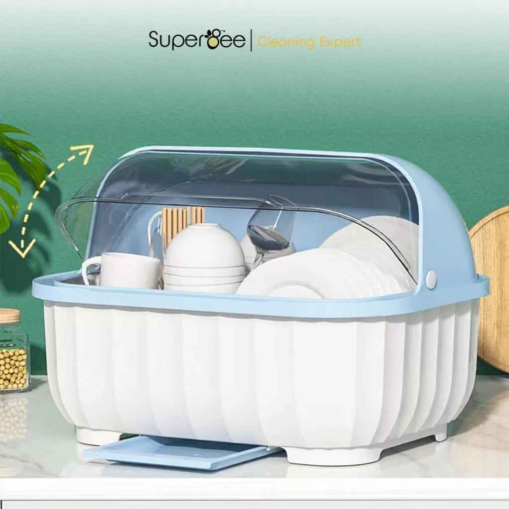 SUPERBEE Rak Piring Dengan Tirisan Air C29 Tempat Penyimpanan Alat Makan Mangkuk Sendok Sumpit Garpu