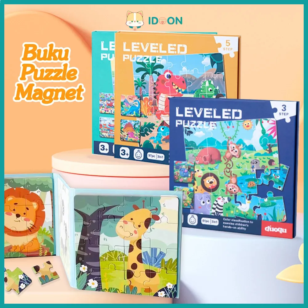 IDOON  3in1 Buku Puzzle Magnet Dengan 5 Step Variasi Mainan edukasi anak