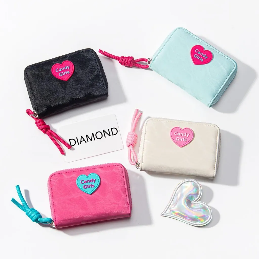 Dompet Koin & Dompet - Mini Zipper Wanita Cantik Fashion Kartu PU Kulit Tas Kecil Gadis Permen Terbaru