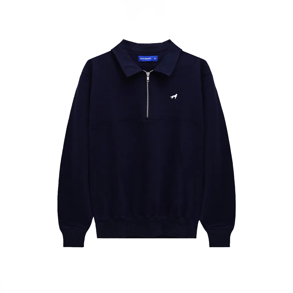 Franc Half Zip Terry Sweatshirt in Navy