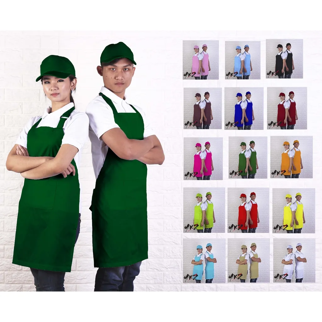 apron barista polos/ celemek polos / apron kitchen / apron barber / apron chef /apron baristahijau tua(starbuck)<apron> <clemek> <apron barista> <apron polos>
