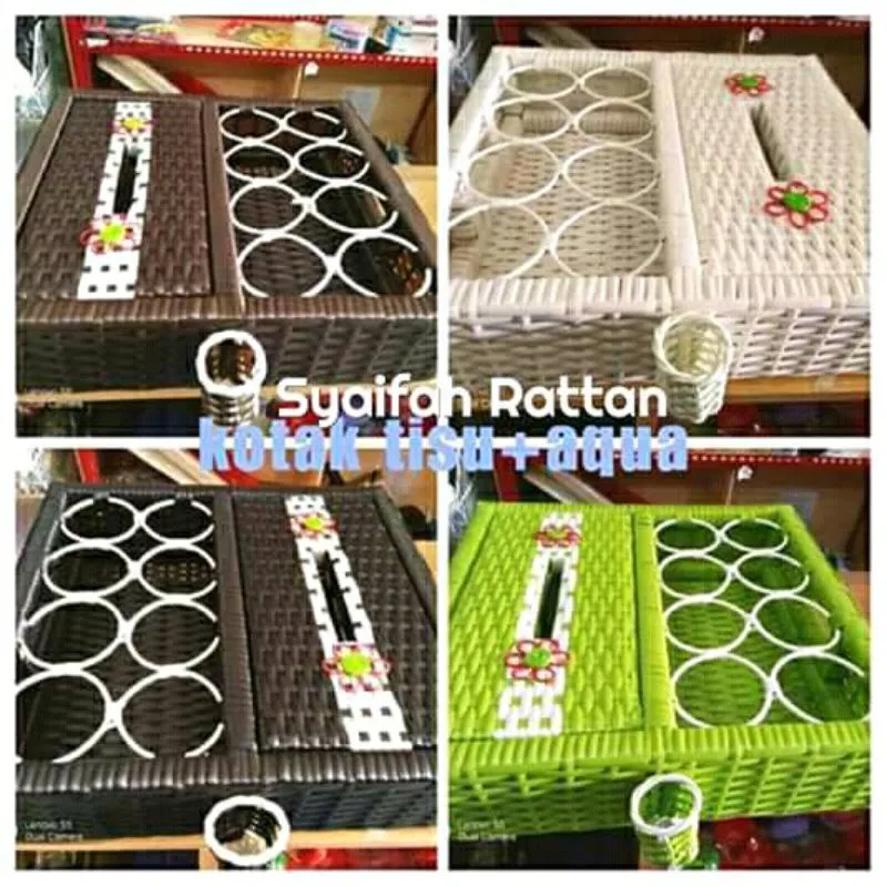 TISSU AQUA TERLARIS /Aqua Rotan / tissu Aqua / WADAH TISSU  /wadah Aqua/ tissu Aqua gelas / Tissu Aqua Rotan 2in1