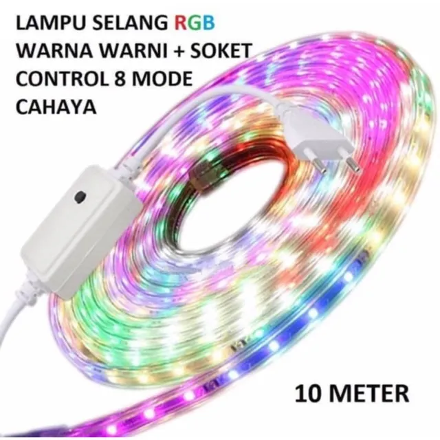 Lampu LED STRIP SELANG 2835 10M 220v 10 M RGB Satu Set Tinggal Colok