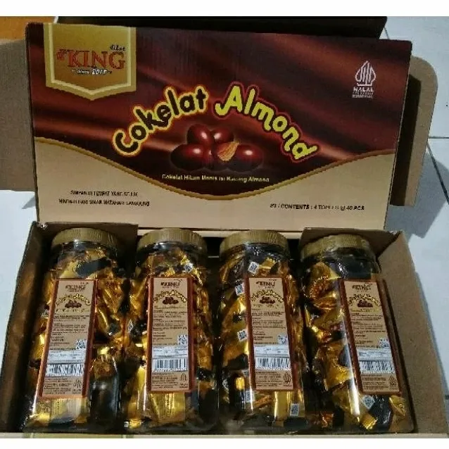 Termurah Coklat ALMOND Dking 1 dus isi 4toples