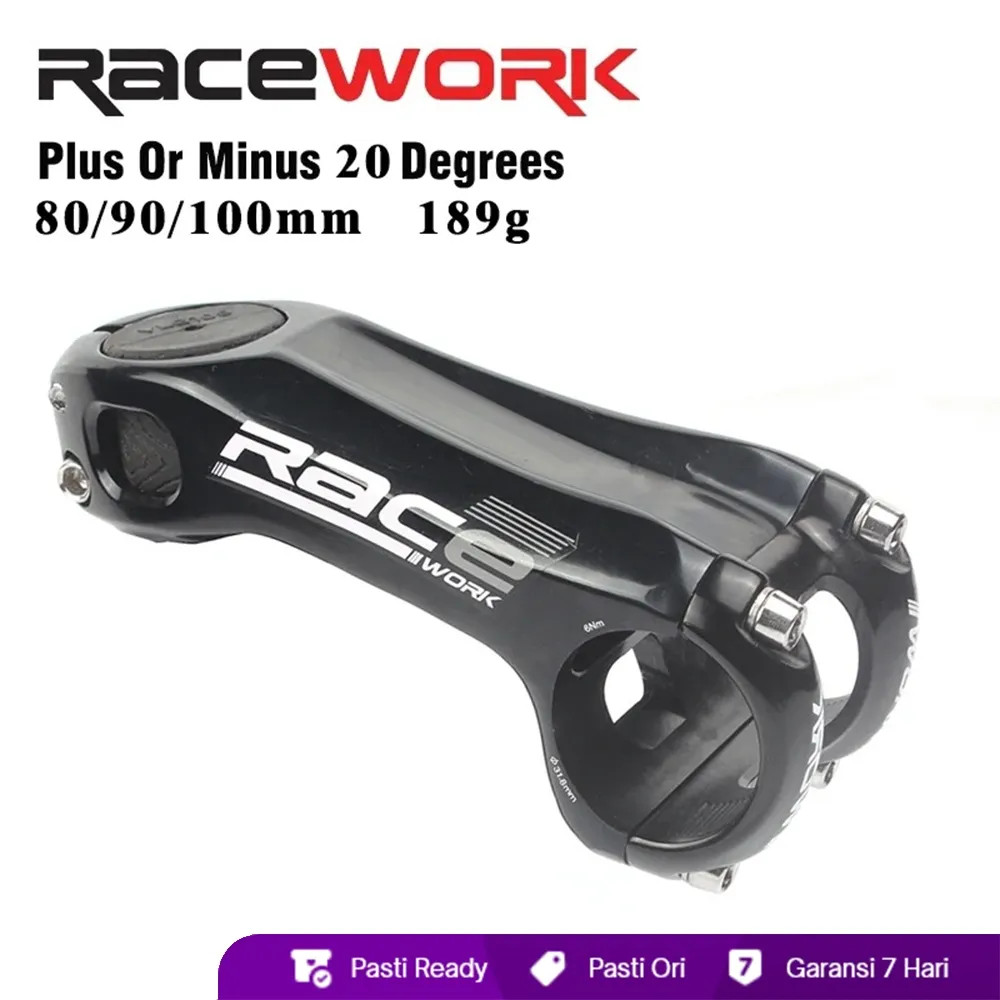Racework Stem 20° Alloy Bike Stem XC Stem 80 mm Stem 90 mm Stem 100 mm Stem MTB Aluminium CNC Stem Handlebar MTB Stem Minus 20 Degree Stem Sepeda Ringan Hitam Stem Sepeda Pendek Stem Sepeda Panjang Agresif Looks Import Bahan Ringan Stem XC 20 derajat Pro