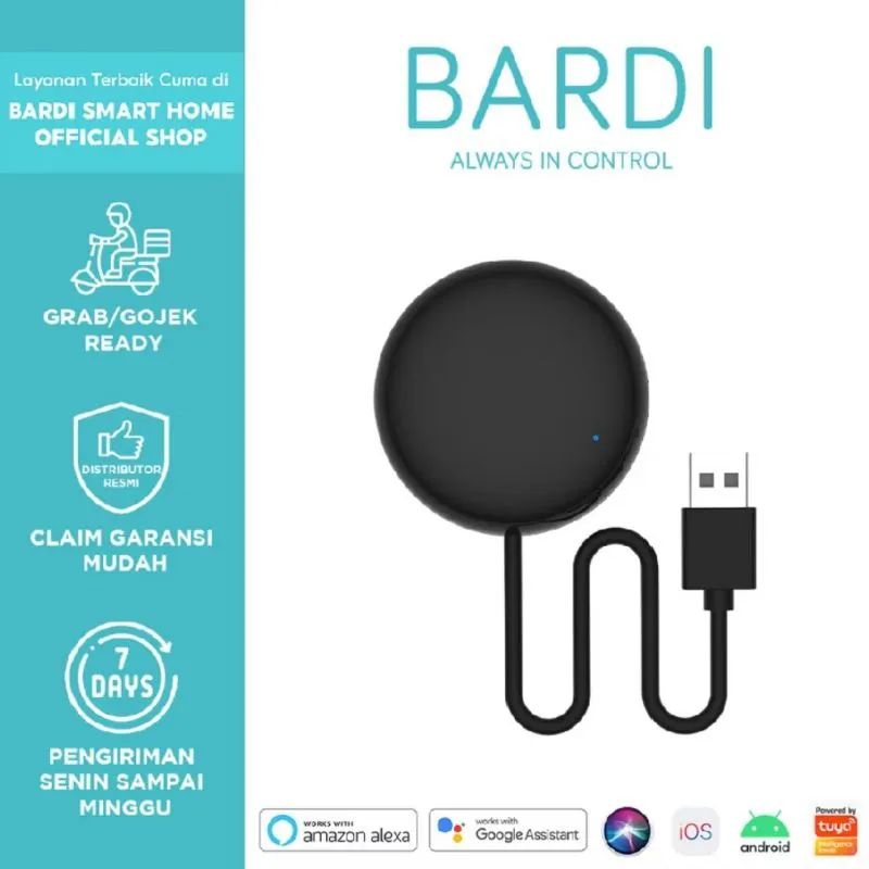 BARDI Official Smart Universal IR Remote 12m (TV,AC,Audio,DVD,Fan) WIFI  + Adaptor Garansi Resmi Bardi 1 Thn