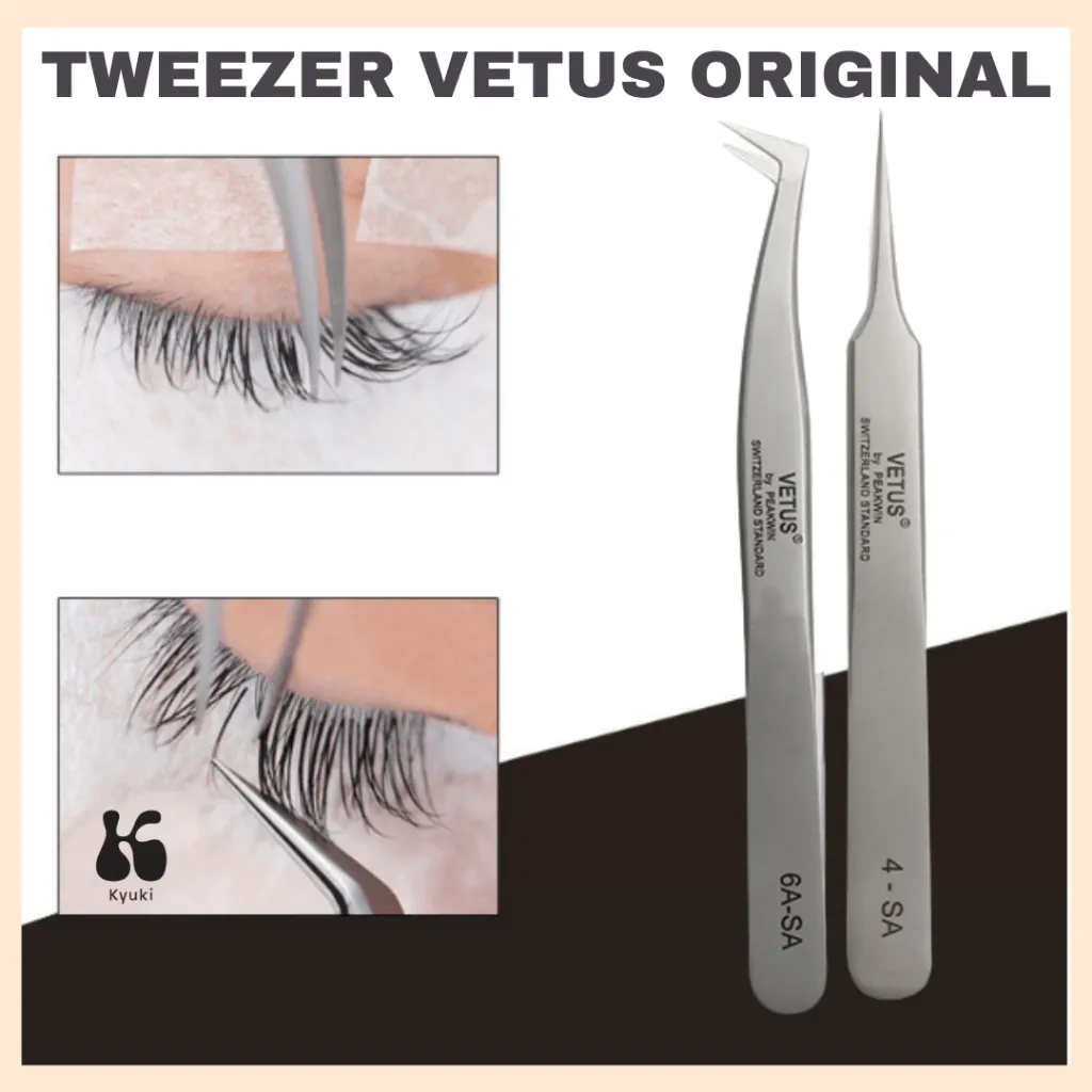 TWEEZER VETUS ORIGINAL / Pinset Bulu Mata Eyelash Extension / Russian / bengkok / lurus