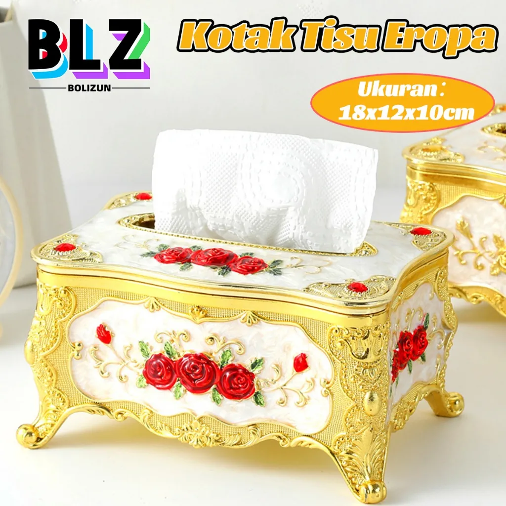 BOLIZUN Kotak Tisu Mawar Mewah Gaya Eropa Tissue Box European Style Premium