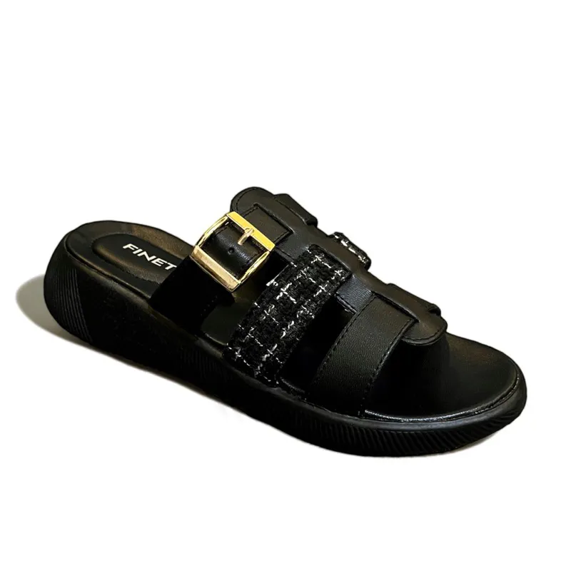 Finetic Sandal Slop Wanita Platform Sendal Rajut Wedges Hak Tinggi 3 Cm Ukuran 37 Sampai 40