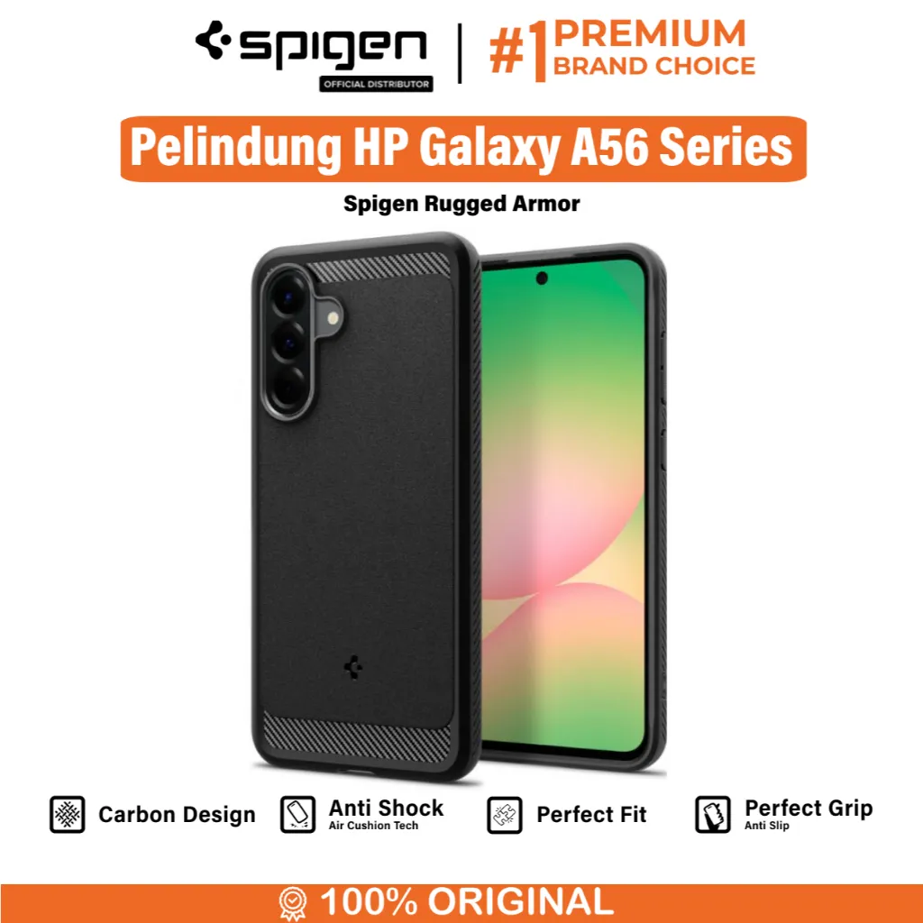 SPIGEN Case Samsung Galaxy A56 Rugged Armor TPU Carbon Fiber Cover Black Casing