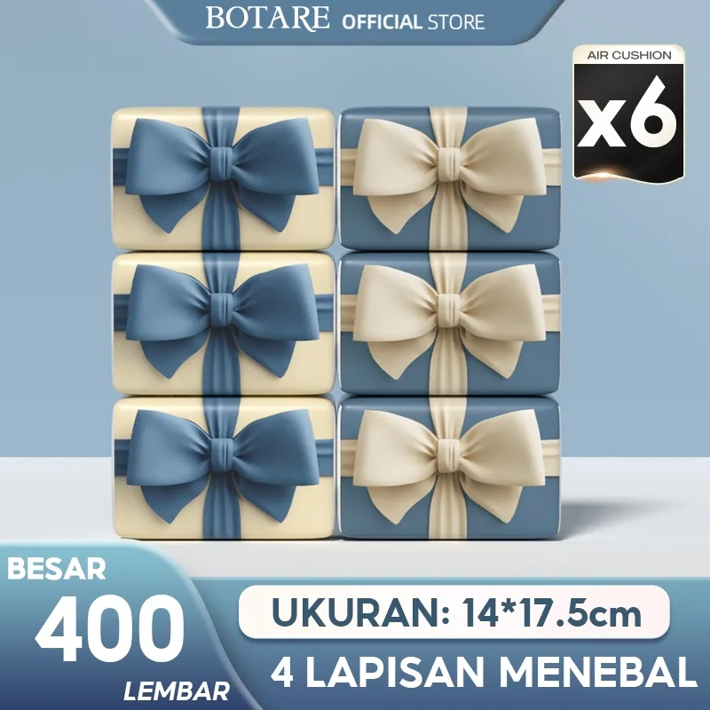 (6PCS)Botare Air-Cushion Tisu Muka Deluxe Lembut 4 Lapisan 400 helai