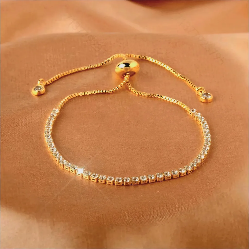 Gelang Serut Titanium Full Permata Simple Anti Karat Anti Alergi