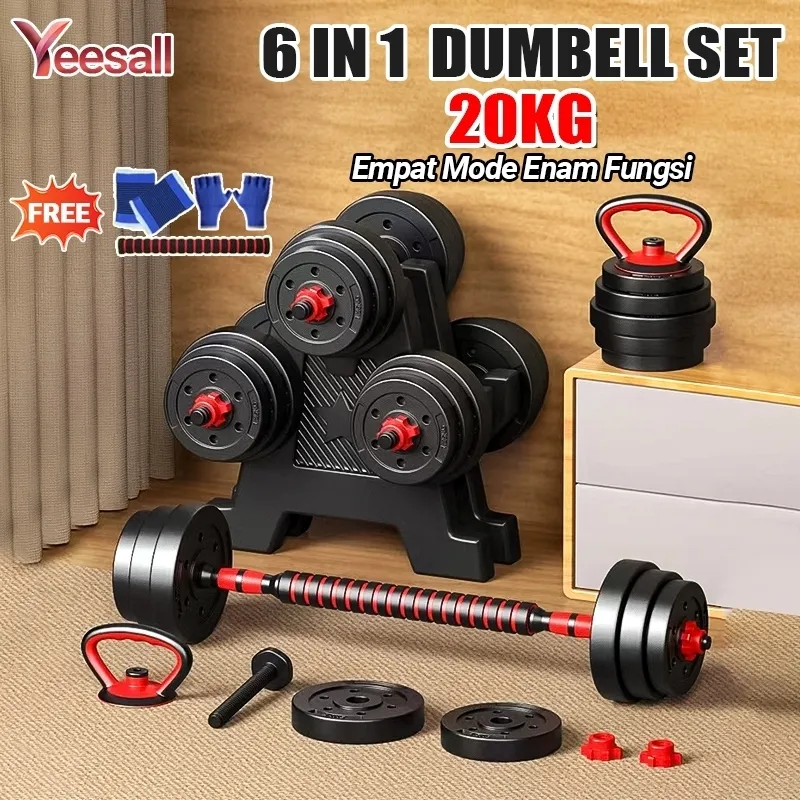 Rumah Dumbbell Set Kettlebell 20KG Peralatan Kebugaran Pria Dan Wanita Rumah / Set Barbel  10 KG Ramah Lingkungan