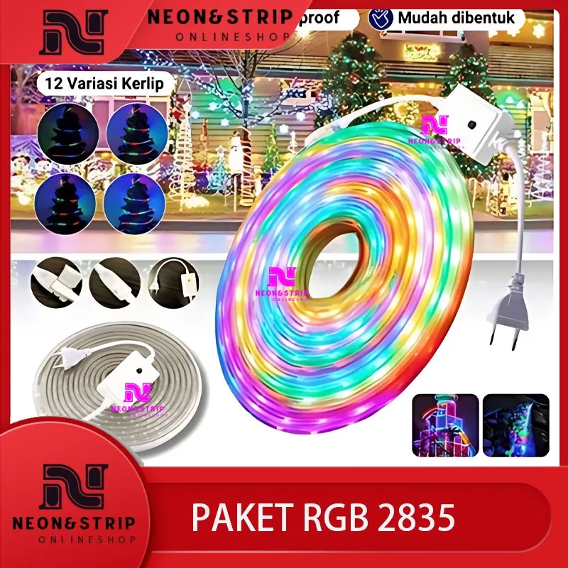 Lampu LED STRIP SELANG 2835 8M 10Meter/220V OUTDOOR RGB/LED strip warna-warni