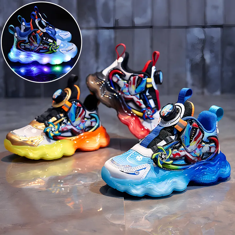 Sepatu anak laki laki Ultraman Lampu LED NYALA import  SP_134