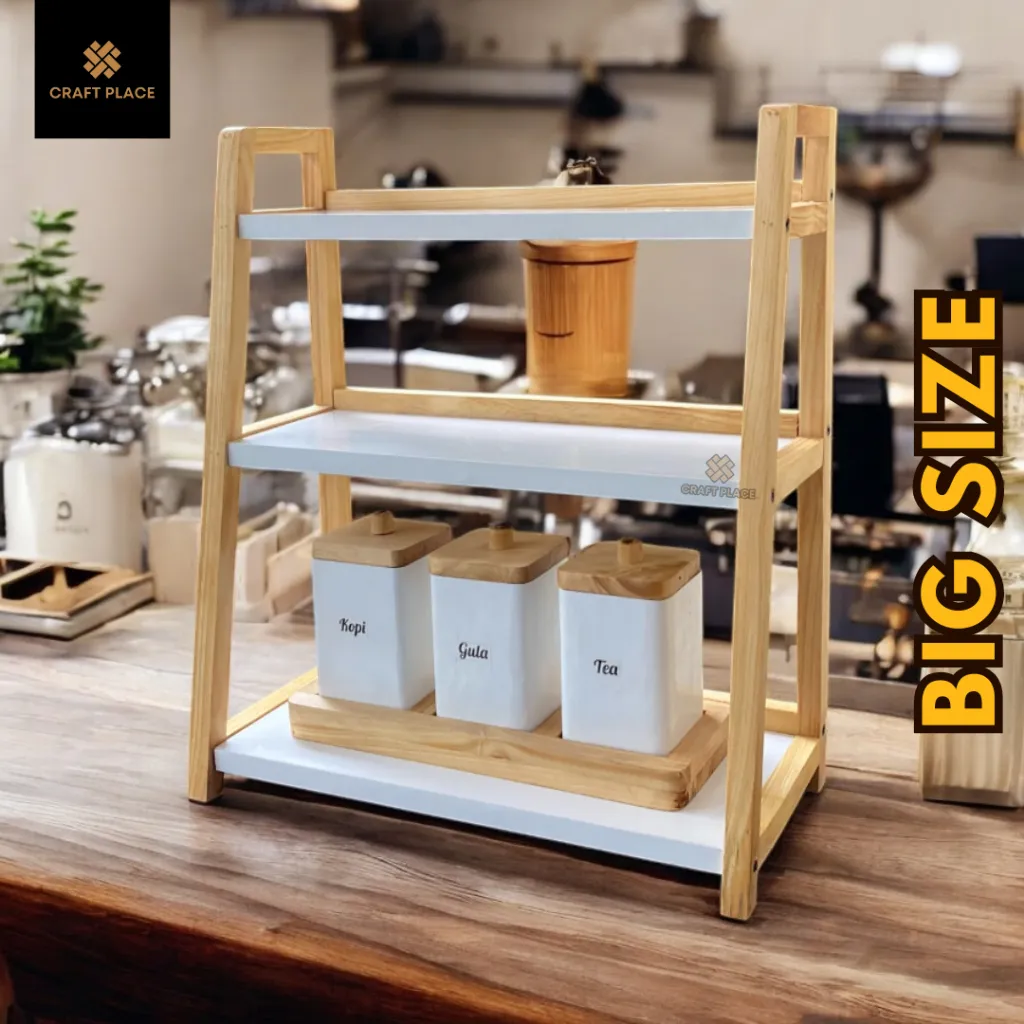 Rak Bumbu Dapur Estetik Serbaguna Susun 3 Tingkat Big Size