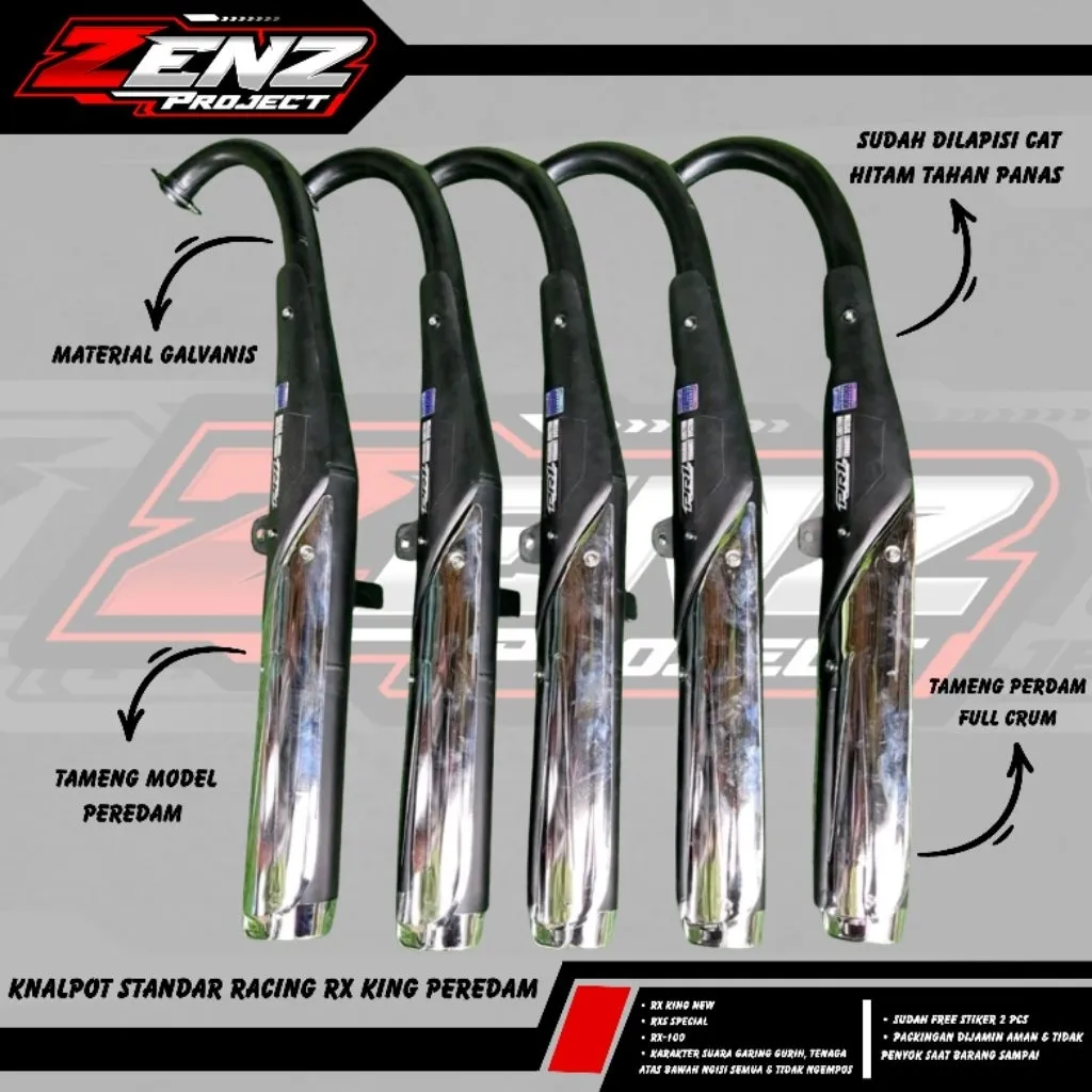 KNALPOT RX KING, RX SPECIAL, RX100 MODEL PEREDAM STANDAR RACING SUARA GARING GURIH