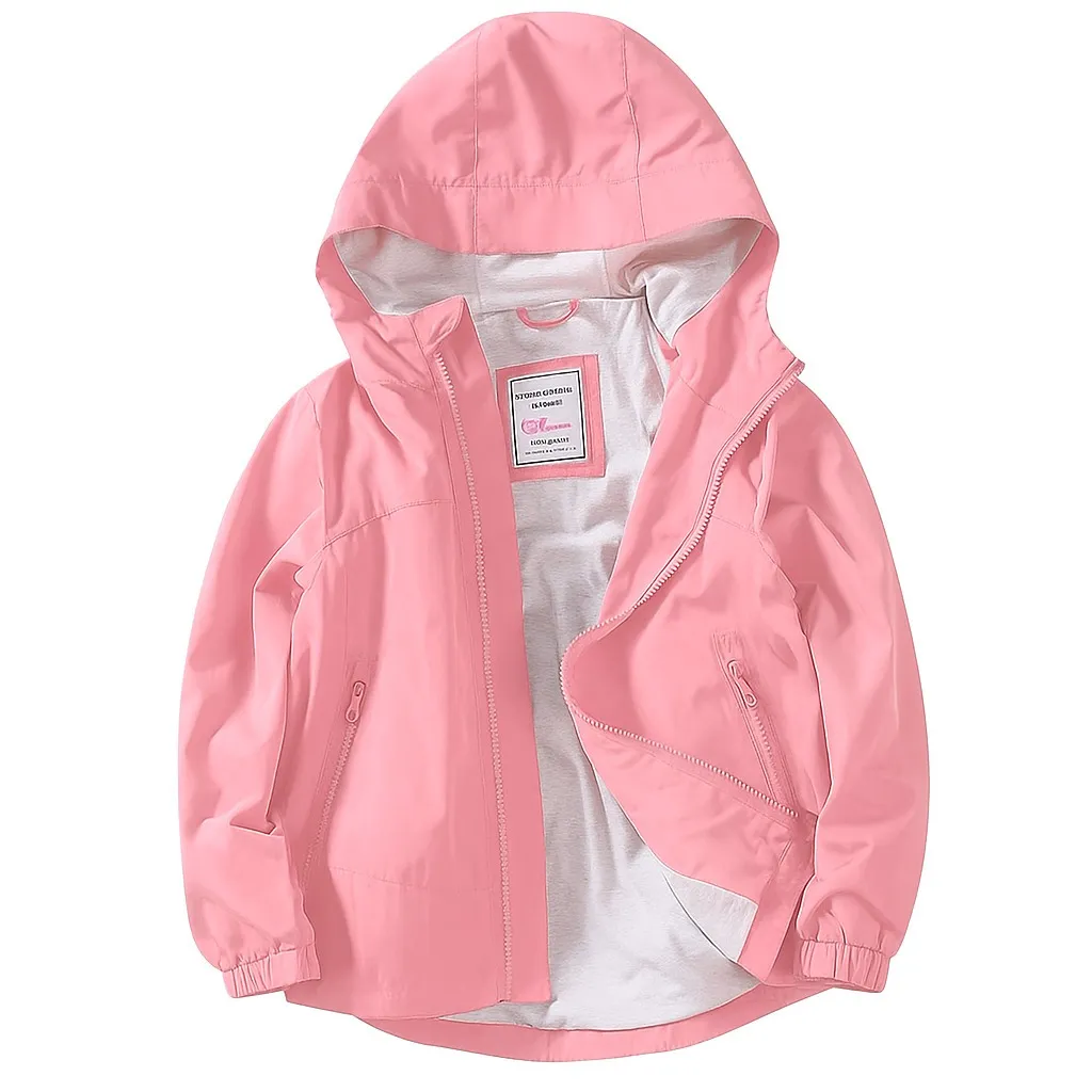 BISA COD | Galery Ki'ds Jaket Anak 3 - 12 Tahun Parasut Waterproof Windproof Bahan Tebal Polos Warna Pink Beby