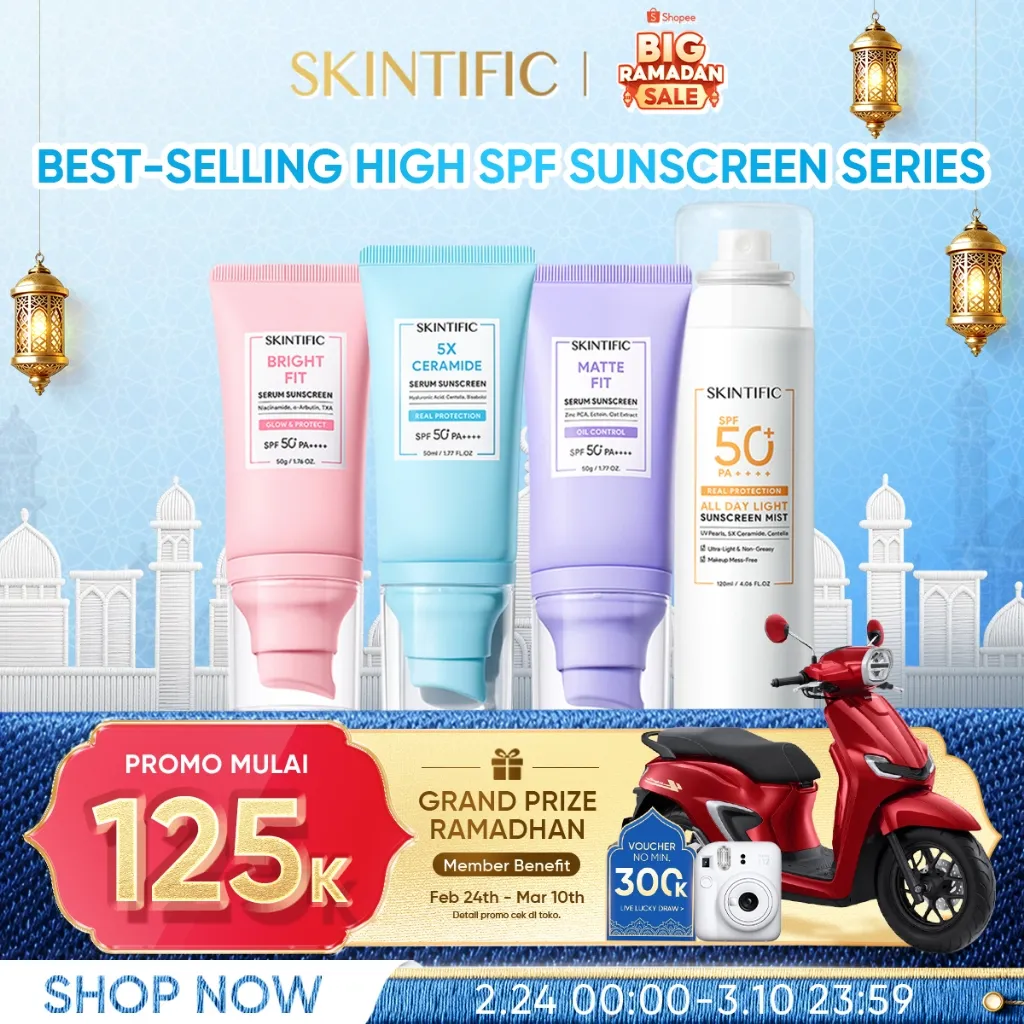 SKINTIFIC UV Shield SPF50+ Sunscreen Wajah PA++++|Acne Oil Control Matte Fit/ Bright Fit/5X Ceramide Serum/Light Serum Brightening/All Day Light Mist|Cepat Menyerap Fast-Absorbing Melembapkan Sunblock tinted Sunscreen Spray sanscreen sunblock badan