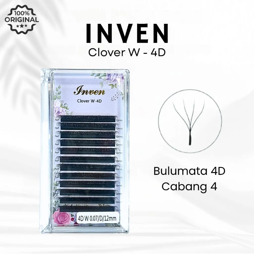Inven W Clover 4D Shaped Eyelash Cabang 4 Lembut Super Lentik Best Seller Volume Russian Lash Ellipse Extension W Shape Bold Natural Messy Soft