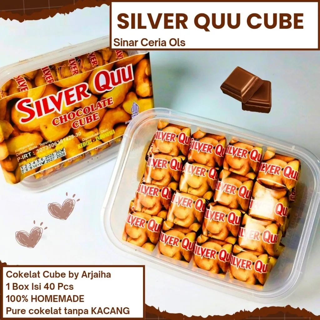 Coklat Cube SILVER QUU / Coklat Kubus Dadu Viral Isi 40 Pcs