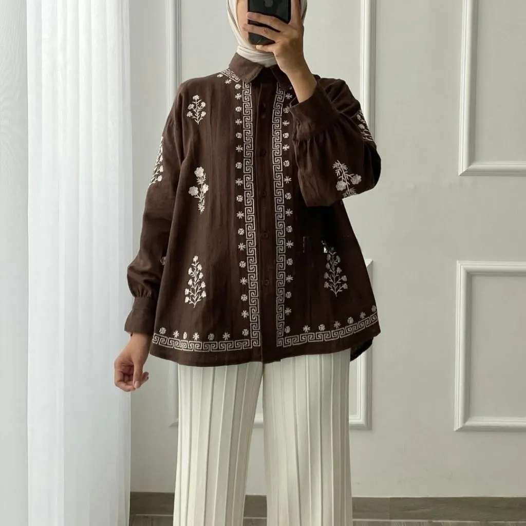 BELVY BLOUSE BORDIR LINEN RAMI