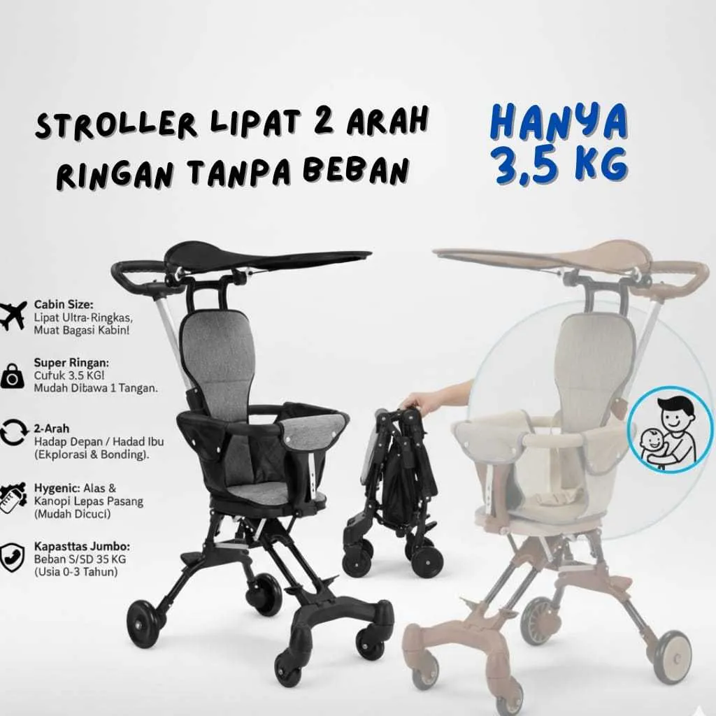 SPM Mommy Jay Magic Stroller Baby Kereta Dorong Balita Traveling Cabin Size Foldable Lipat 2 Arah Sepeda motor dapat dibawa