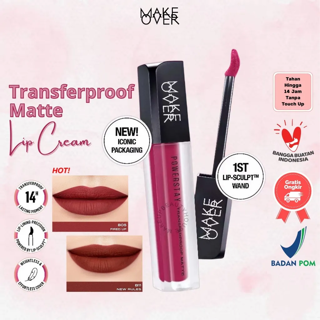 MAKE OVER Powerstay Transferproof Matte Lip Cream 7gr - Tahan Lama Hingga 14 jam