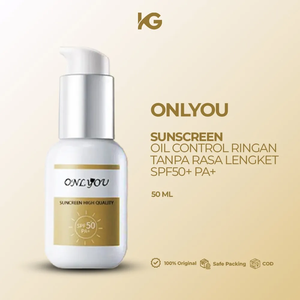 GLOW | ONLYOU Sunscreen SPF 50+ PA+ Sunblock Wajah & Badan Oil Control Anti Lengket BPOM 50ml XX449