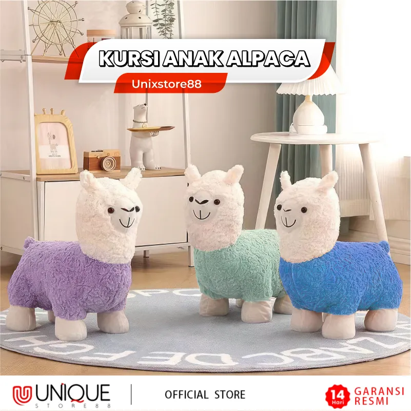 Kursi Anak Bangku Mainan Anak Kursi Karakter Hewan Alpaca Mini Bahan Busa Tebal
