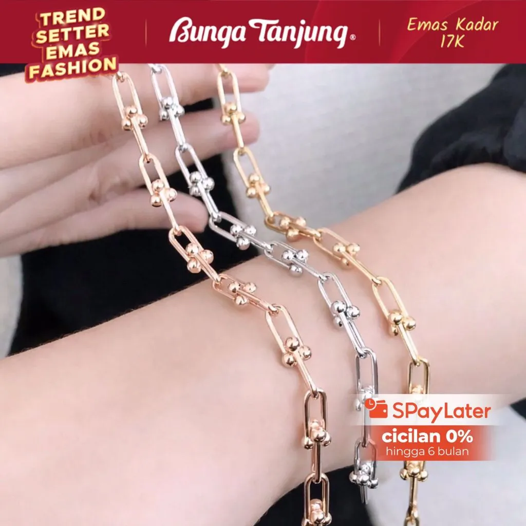 GELANG LUXURY CHAIN VARIASI - EMAS 17K - BUNGA TANJUNG GOLD