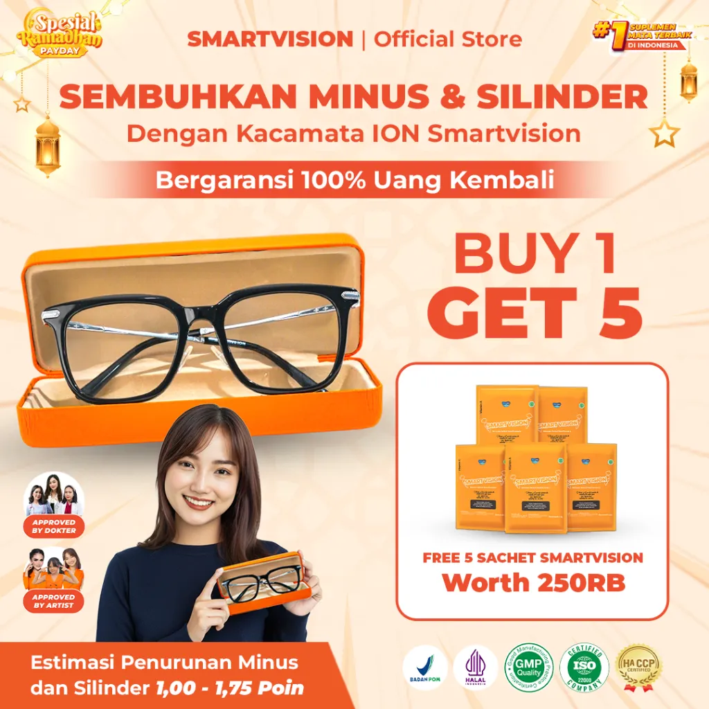 Smart Vision – Kacamata Ion Redakan Mata Lelah, Minus, Silinder, dan Kabur | All Varian