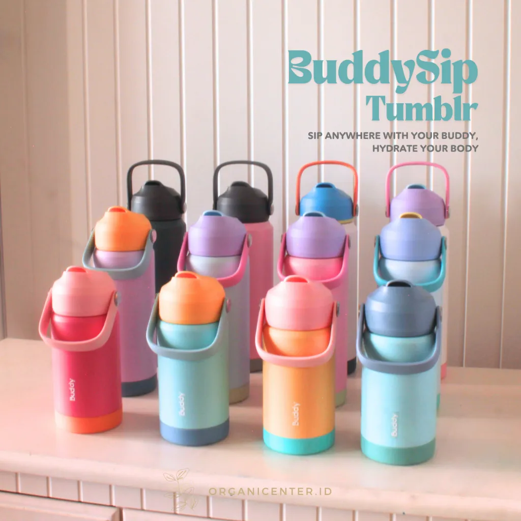 Bisa Ukir Nama - Buddy Tumbler BuddySip Botol Air Minum Vacuum Insulated 304 Stainless Steel Double Walled Insulation Termos Anak Tahan Panas Dingin BPA Free Handle Water Bottle Kids Thermos
