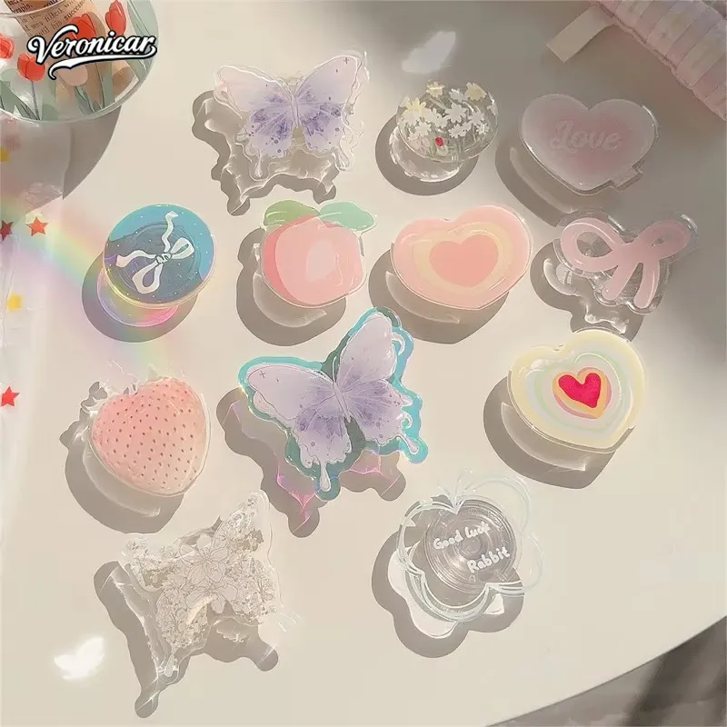 Phone Holder HP Butterfly Kreatif Korea Aesthetic Phone Grip Multifungsi Holder Udara Anti Slip Untuk Semua Stand HP Aksesoris Hp Lucu-Ver