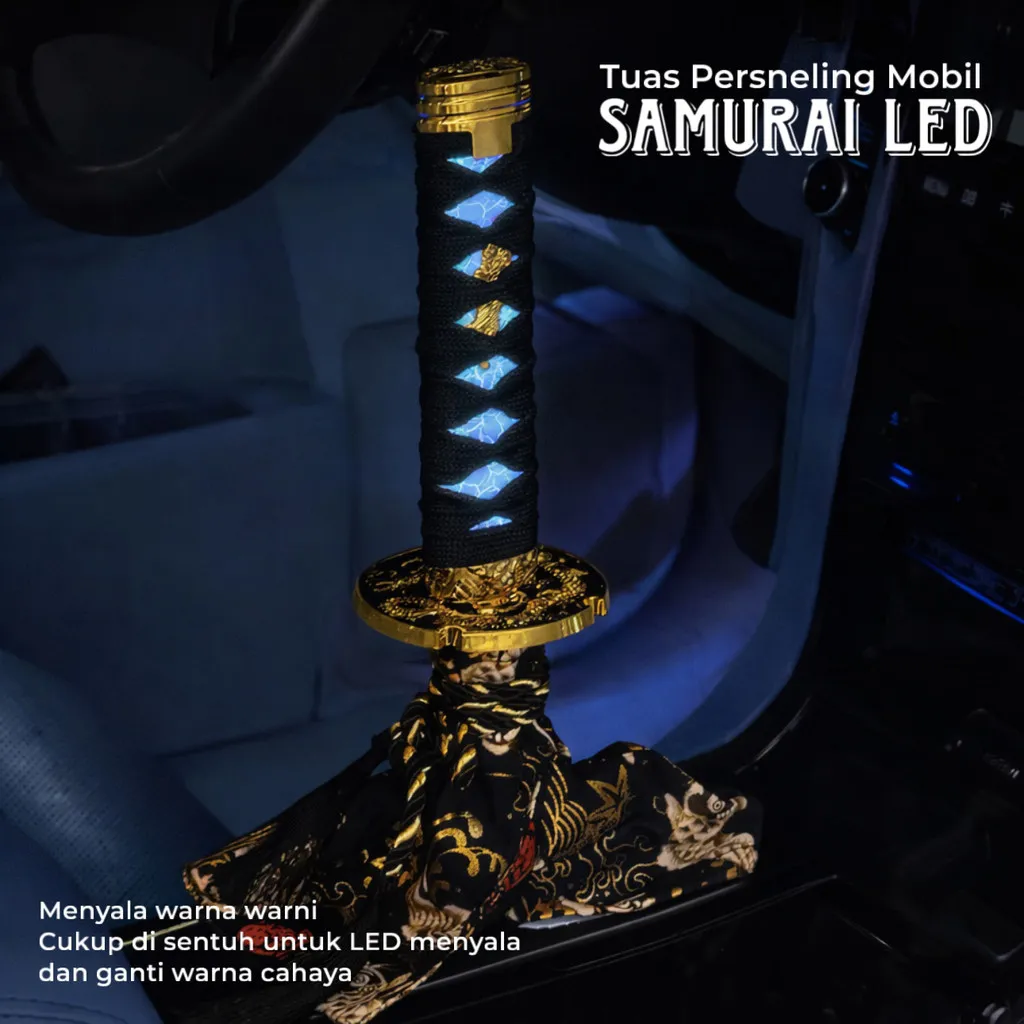 Tuas Persneling Mobil Samurai LED RGB Type C Katana Shift Knob Universal Aksesoris Interior